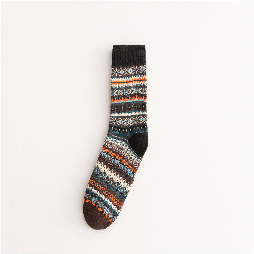 Soft Warm Retro Tribal Color Block Socks elevenforest