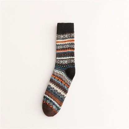 Soft Warm Retro Tribal Color Block Socks elevenforest