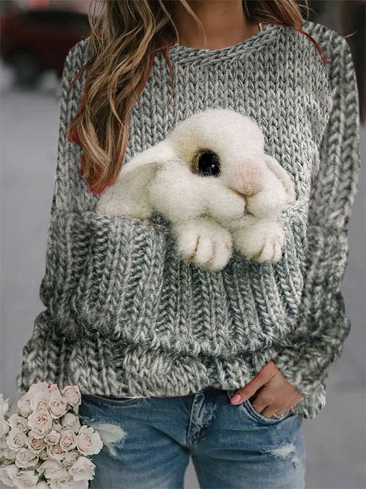 Women's Bunny Print Long Sleeve Top