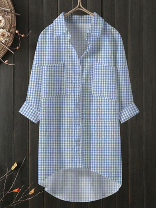 Women's Plaid Pocket Loose Casual Shirt