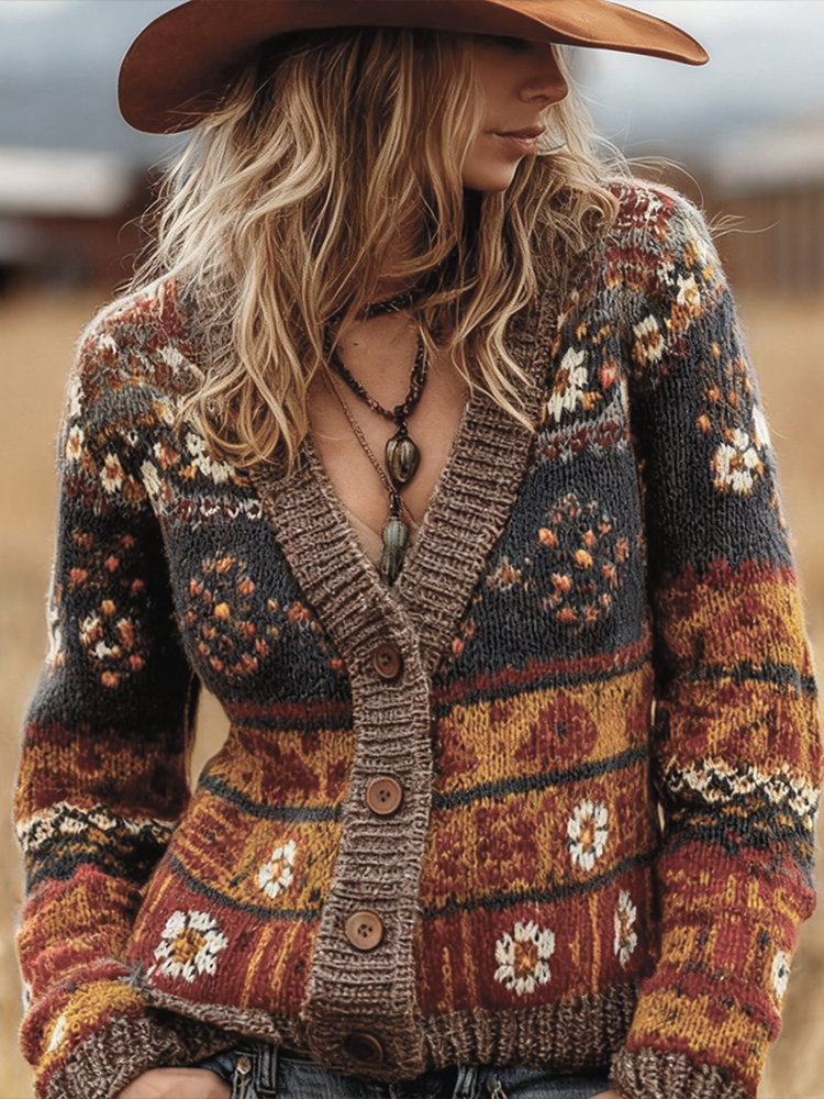 Bavlněný cardigan v boho stylu s knoflíkovým zapínáním