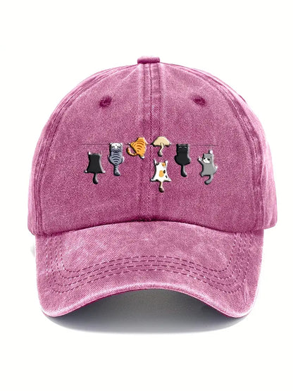 Cartoon Cats Vintage Washed Hat elevenforest