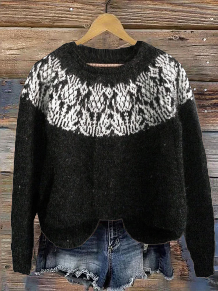 Scottish Thistle Flower Women's Icelandic Sweater artswardrobe