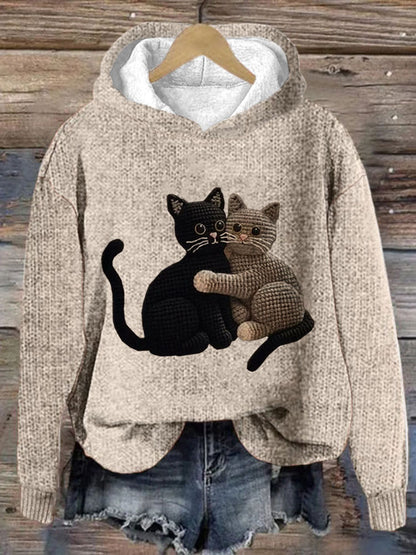 Comstylish Women's Cute Pet Cat Embroidery Printed Hoodie