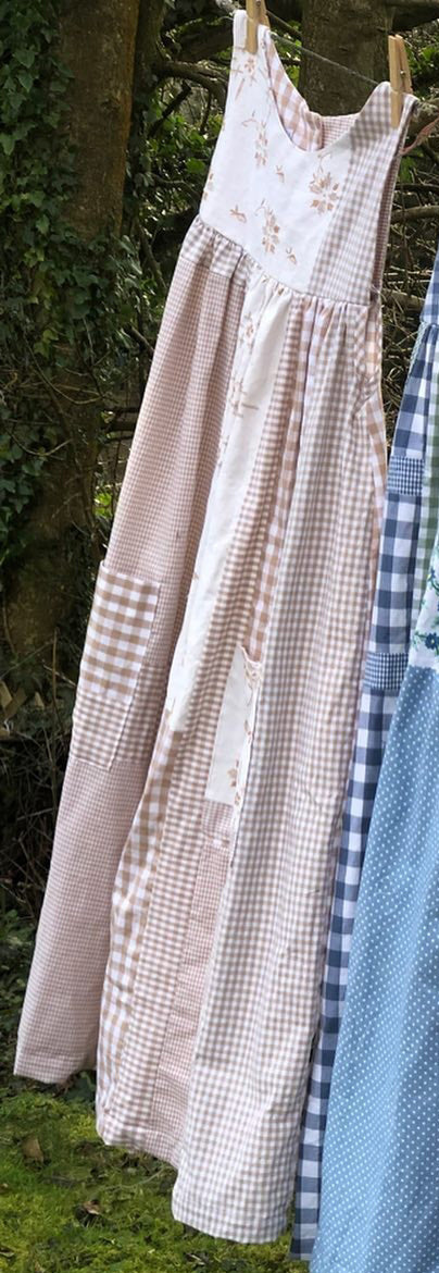 Women's Vintage Plaid Patchwork Pocket Sleeveless Casual Dress artswardrobe