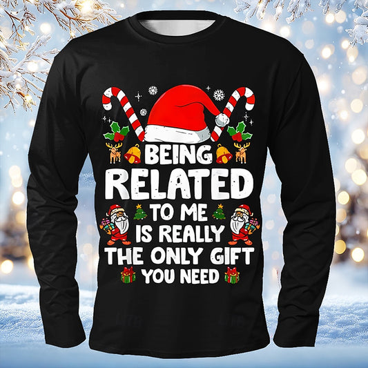Comstylish Men's Christmas Print Crew Neck Long Sleeve T-shirt
