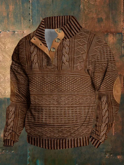 Men's Retro Western Stand Collar Sweatshirt elevenforest