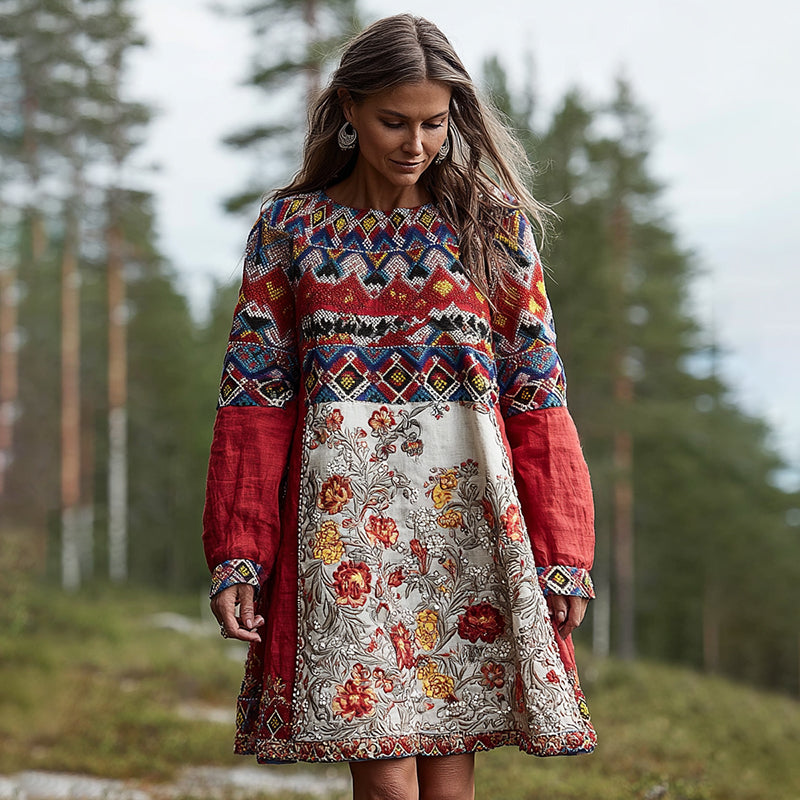 Women's Greenland Kalaallit Beaded Flowers Dress elevenforest