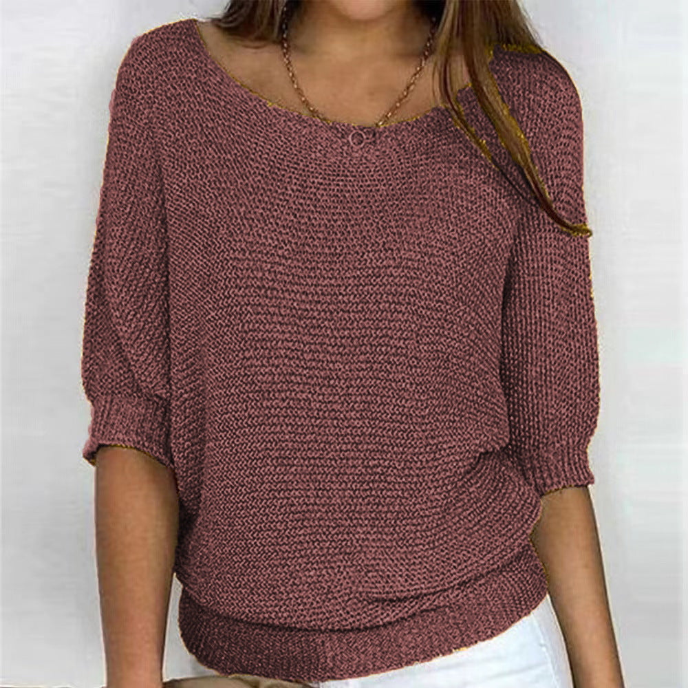 Vintage Solid Color V Neck Comfy Sweater elevenforest