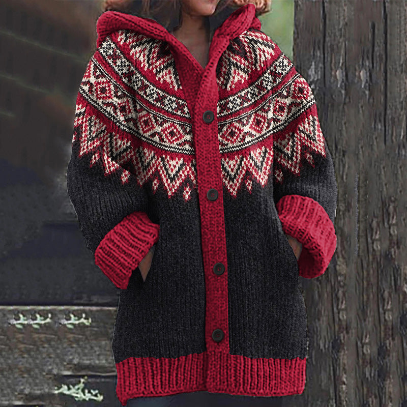 Women's Fairman Pattern Contrast Sweater Cardigan artswardrobe