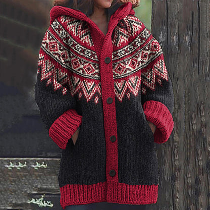 Women's Fairman Pattern Contrast Sweater Cardigan artswardrobe