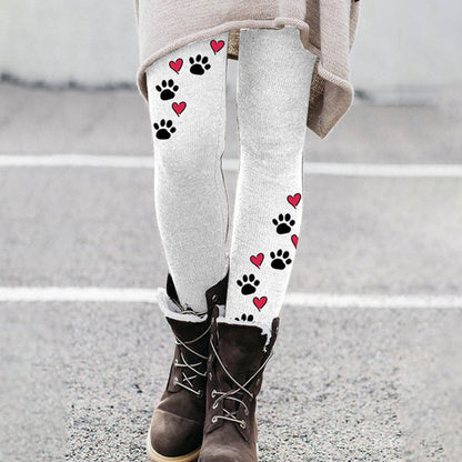 Comstylish Dog Paw Print Casual Everyday Leggings