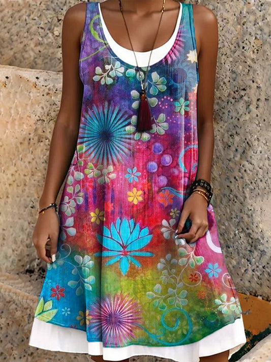 Women's Art Painting Hippie Print Dress