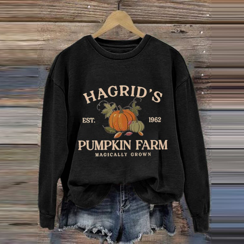 Women's Hagrid's Pumpkin Farm Print Sweatshirt artswardrobe