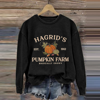 Women's Hagrid's Pumpkin Farm Print Sweatshirt artswardrobe