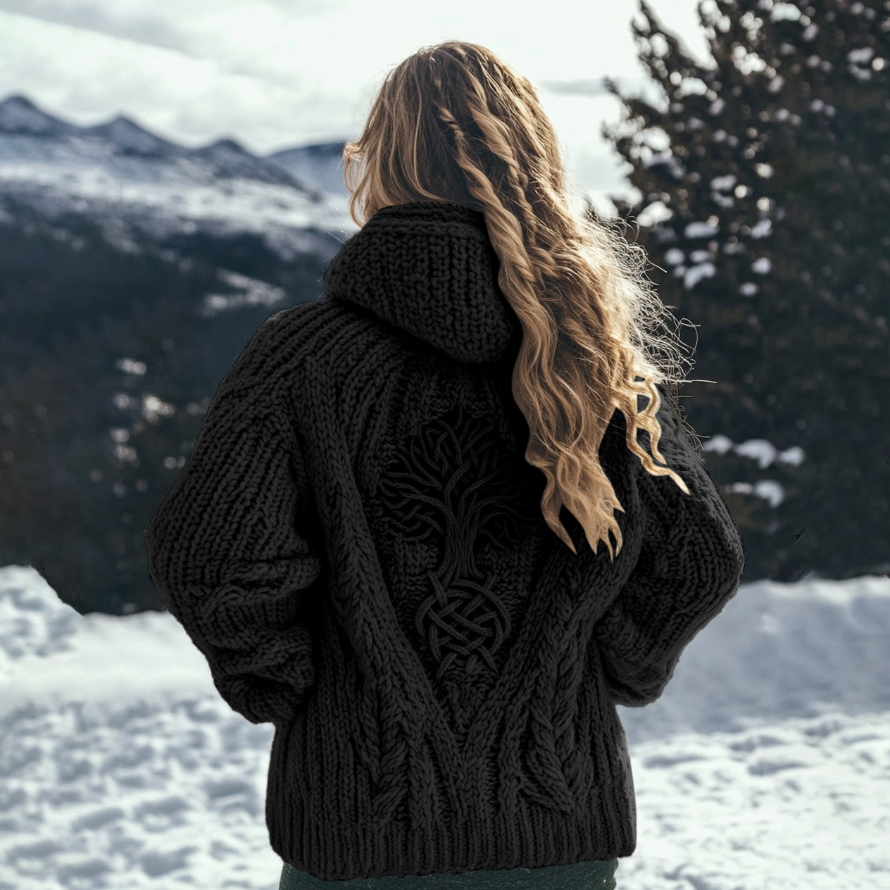 Women's Viking Tribal Tree Of Life Celtic Knot Hooded Sweater elevenforest