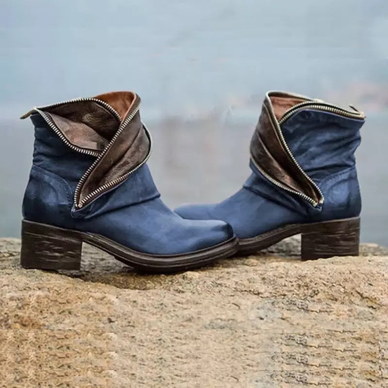 AS | Elegantní ohrnovací kotníčková obuv se zapínáním na zip