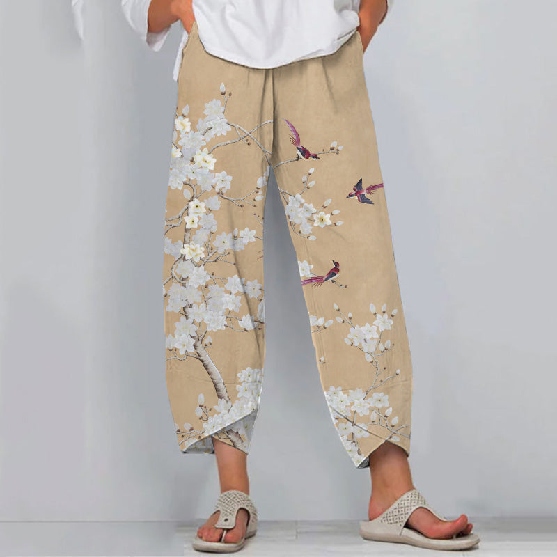 Comstylish Floral Print Loose Casual Pants