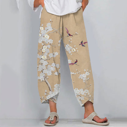 Comstylish Floral Print Loose Casual Pants