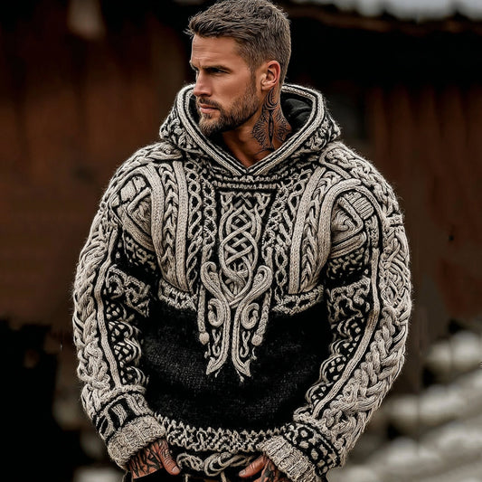 Men's Viking Geometry Celtic Knot Pattern Art Cozy Hooded elevenforest