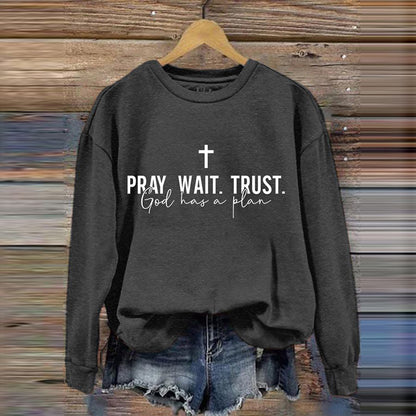 Comstylish Women's Pray Wait Trust Print Sweatshirt