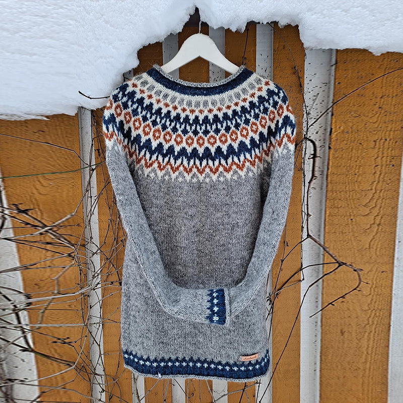 Vintage Icelandic Knit Jacquard Warmth Sweater（Unisex） elevenforest