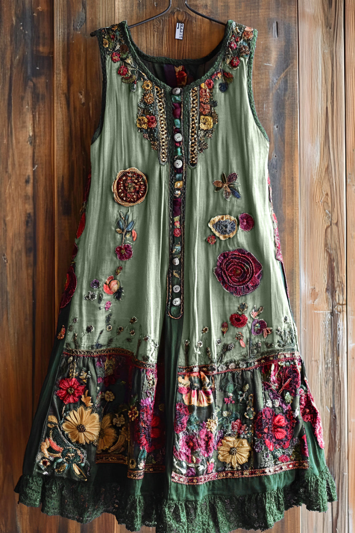 Vintage Floral Lace Patchwork Art Comfy Sleeveless Dress artswardrobe