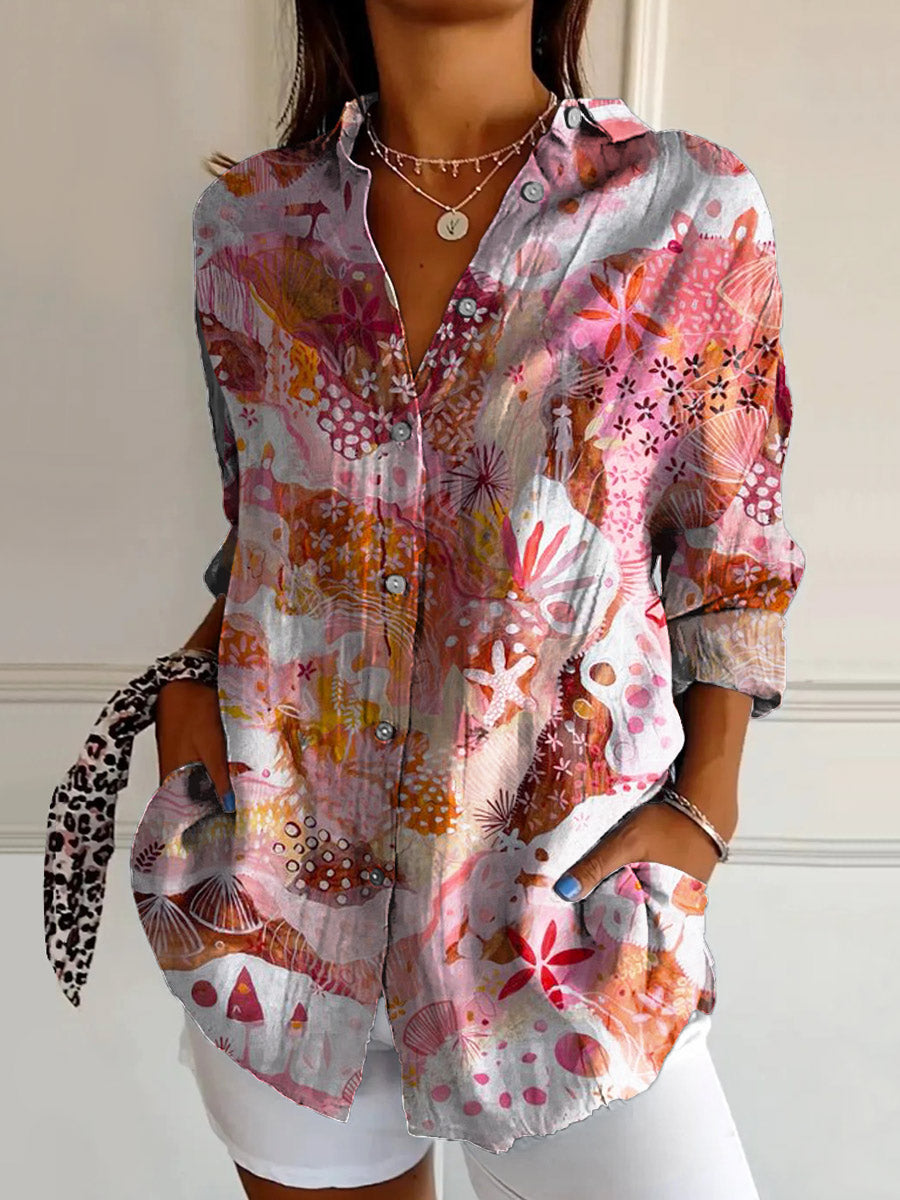 Women's Hippie Art Painting Print Long Sleeve Shirt