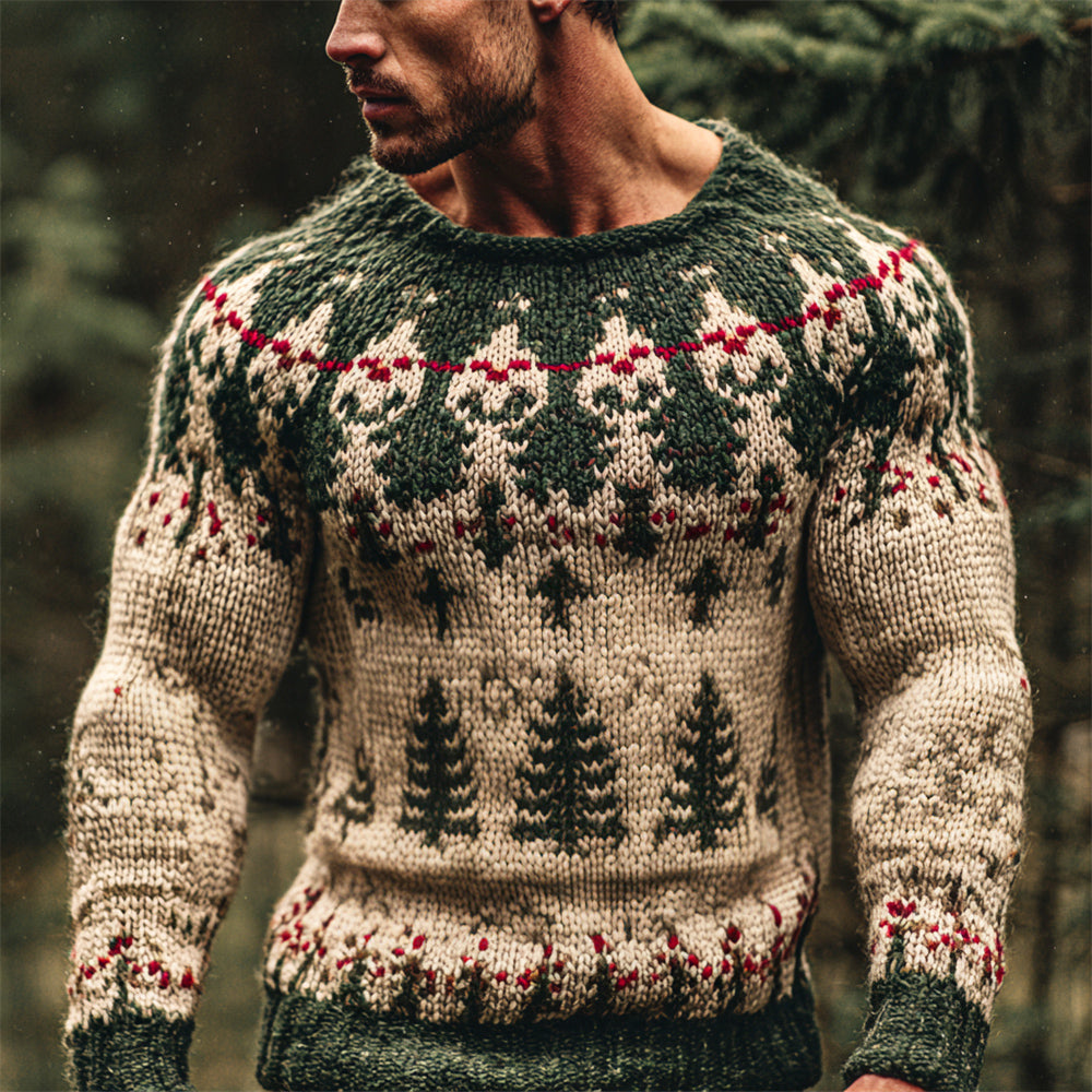 Christmas Tree Pattern Men's Icelandic Sweater artswardrobe
