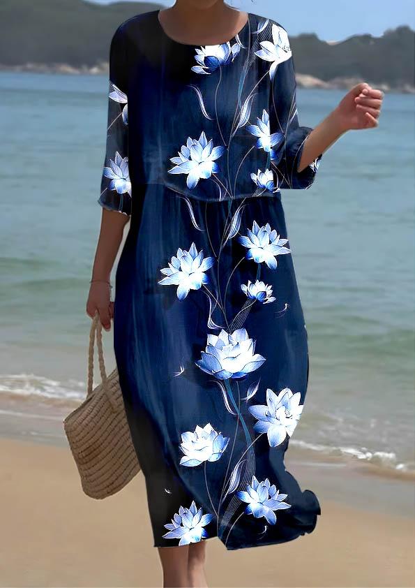Women's Floral Art Pattern Seaside Resort Dress