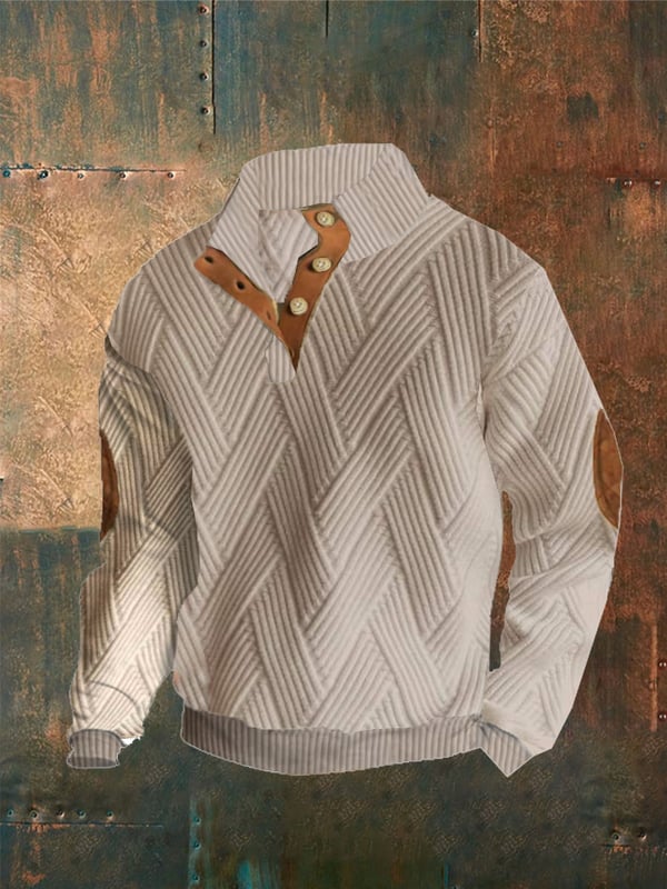 Men'S Plaid Print Button Casual Sweatshirt elevenforest