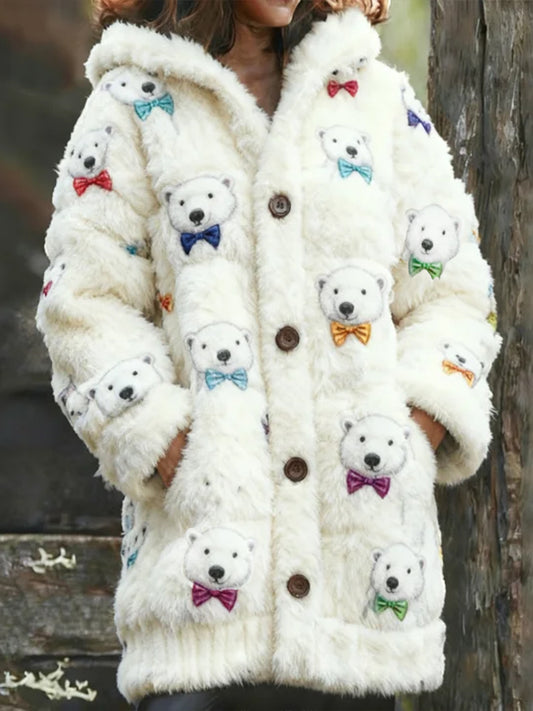Comstylish Polar Bear Playing Hide And Seek Fleece Crewneck Sweatshirt