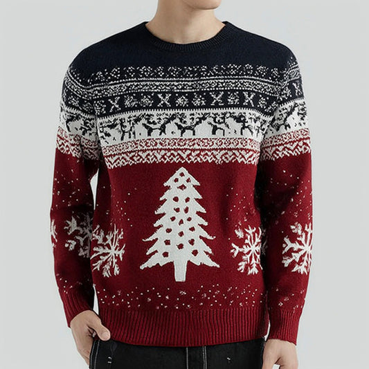 Comstylish Men's Christmas Tree And Snowflake Comfortable Sweater