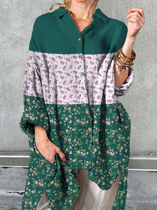Women's Casual Elegant Floral Pattern Print Shirt