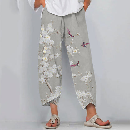 Comstylish Floral Print Loose Casual Pants