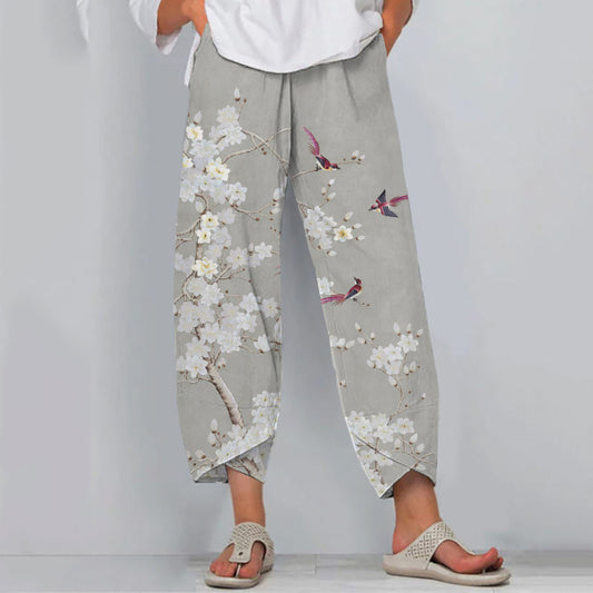 Comstylish Floral Print Loose Casual Pants