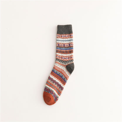 Soft Warm Retro Tribal Color Block Socks elevenforest
