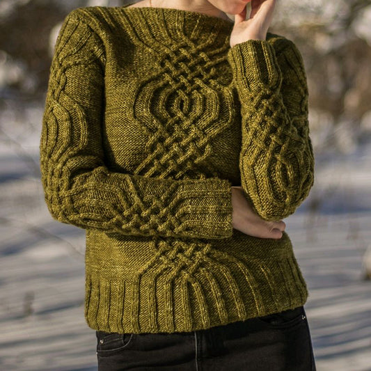 Vintage Chunky Knit Cable Jacquard Aran Sweater artswardrobe