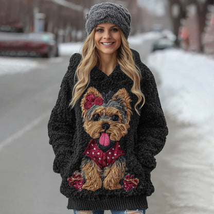 Comstylish Cute Fuzzy Yoshka Puppy Soft Hooded Sweater