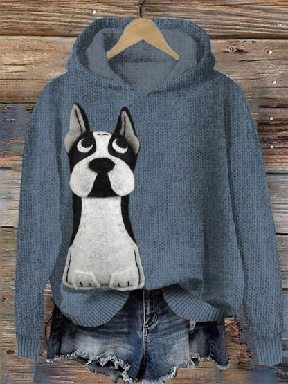 Comstylish Rolling Eyes Puppy Women's Hooded Sweater