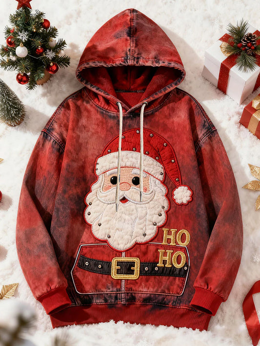 Comstylish Christmas Santa Claus Art Oversized Drop-shoulder Hoodie