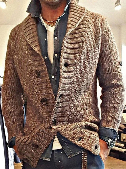 Men's Vintage Lapel Knit Sweater Cardigan artswardrobe
