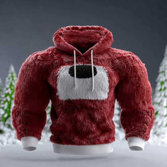 Comstylish Christmas-themed Dog Pattern Warm Plush Hoodie