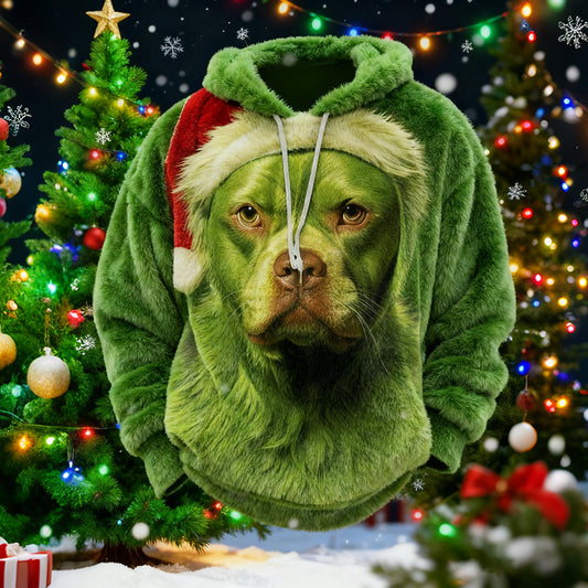 Comstylish Men's Christmas Dog Pattern Warm Plush Sweatshirt