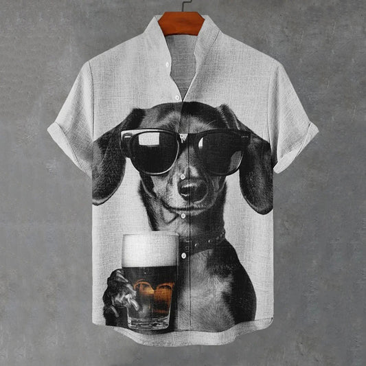 Men's Dachshund Art Pattern Casual Shirt elevenforest