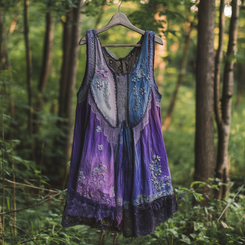 Boho Lavender Gradient Lace Art Linen Sleeveless Tank Top artswardrobe