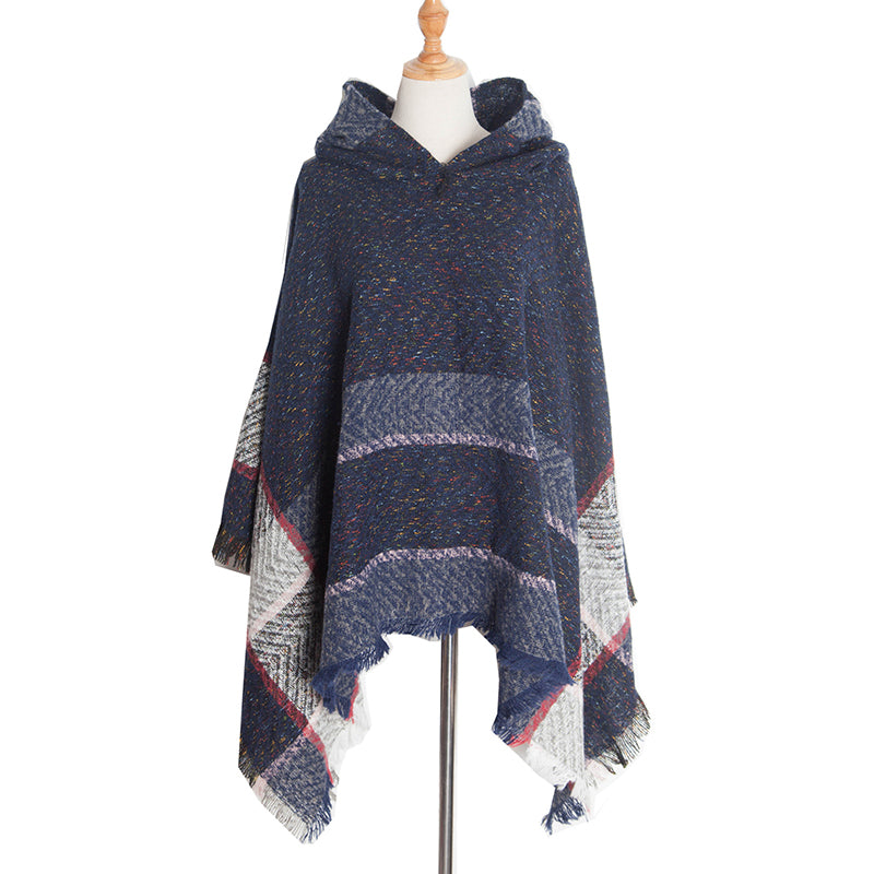 Vintage Herringbone Hooded Pullover Shawl elevenforest