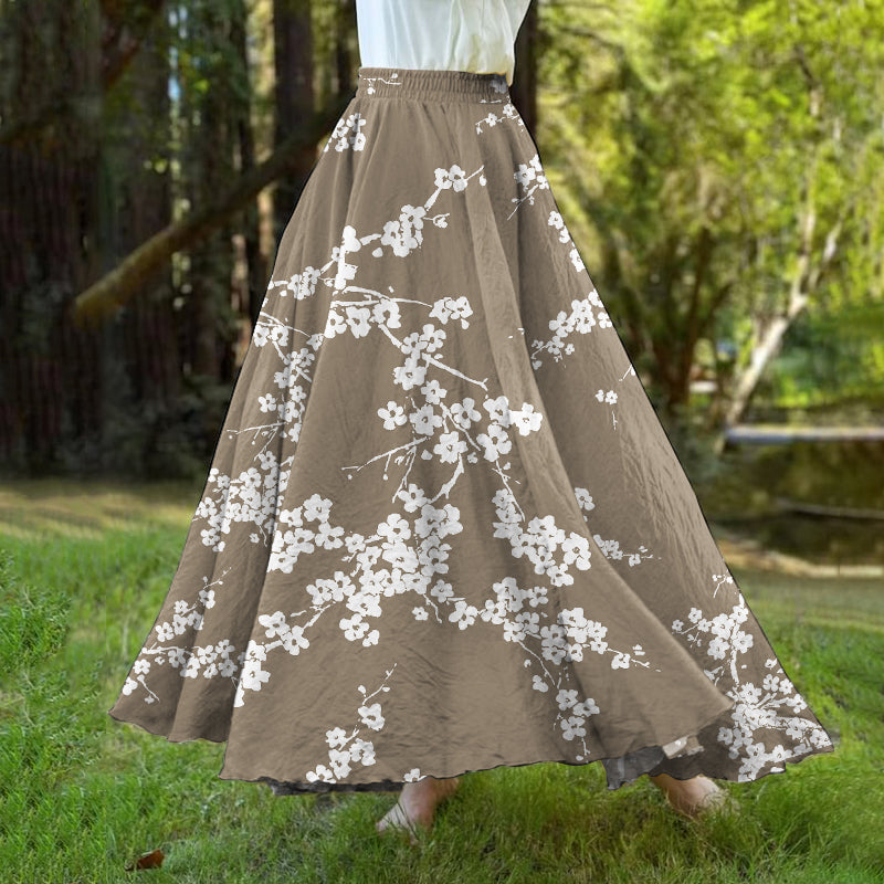 Comstylish Cherry Blossom Japanese Art A-Hem Skirt