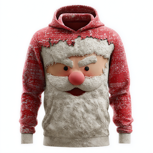 Comstylish Funny Santa Claus Pattern Print Design Men's Hooded Sweatshirt