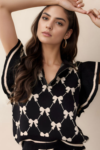 Esther® | Half zip sweater vest with bow